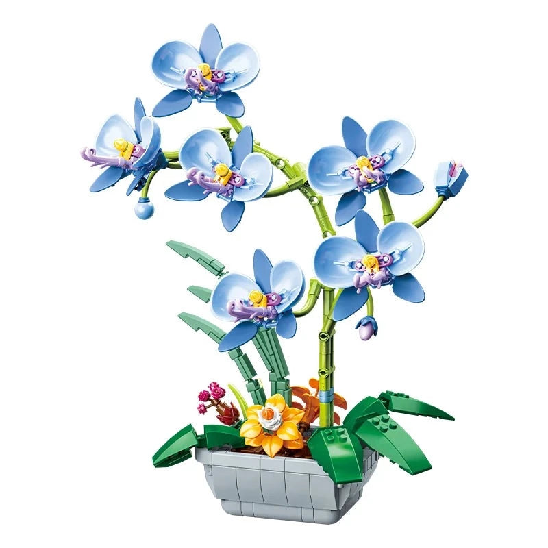 Bloc de Construction Fleur <br> Orchidée Bleu