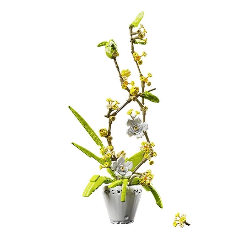 Bloc de Construction Fleur <br> Orchidée Coloré Jaune