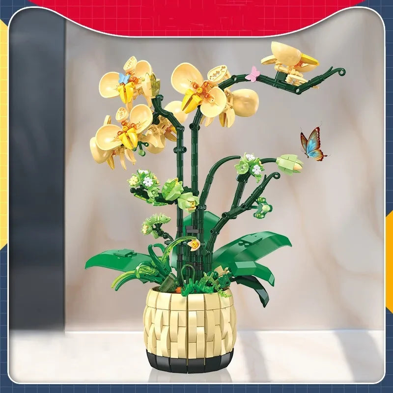 Bloc de Construction Orchidée Jaune Avec Pot - Plante Paradise