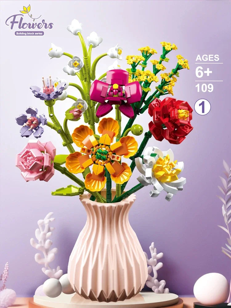Bloc de Construction Fleur avec Vase - Plante Paradise