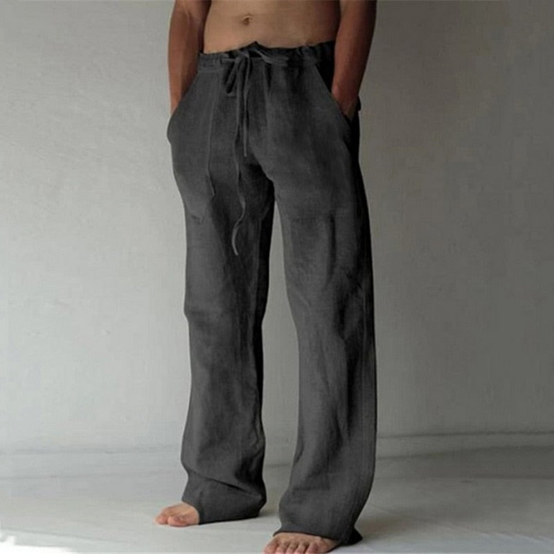 Fashion pantalon en lin noir homme