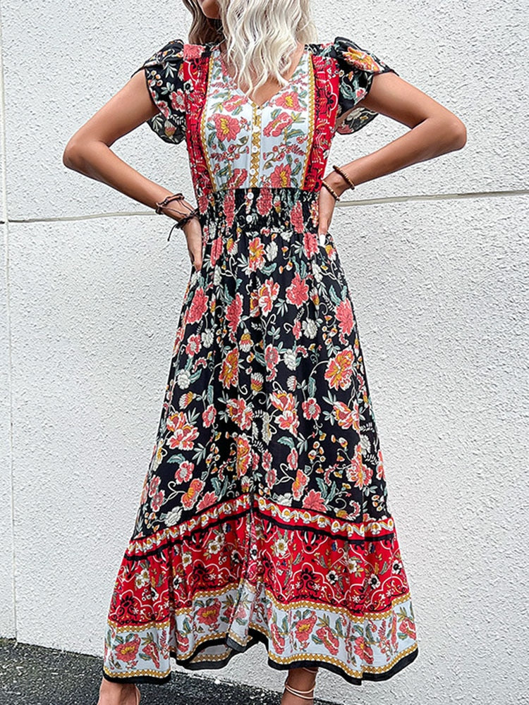 Robe Fleurie <br> Bohème Vintage Noire