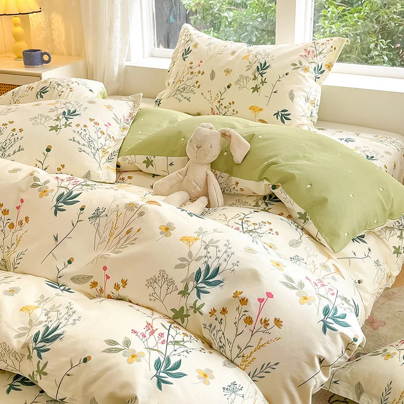 Housse De Couette Mousseline Coton Avec Application Dorée - Ciel De Lit Pour Chambre D'enfant | Décoration Romantique Vieux Rose