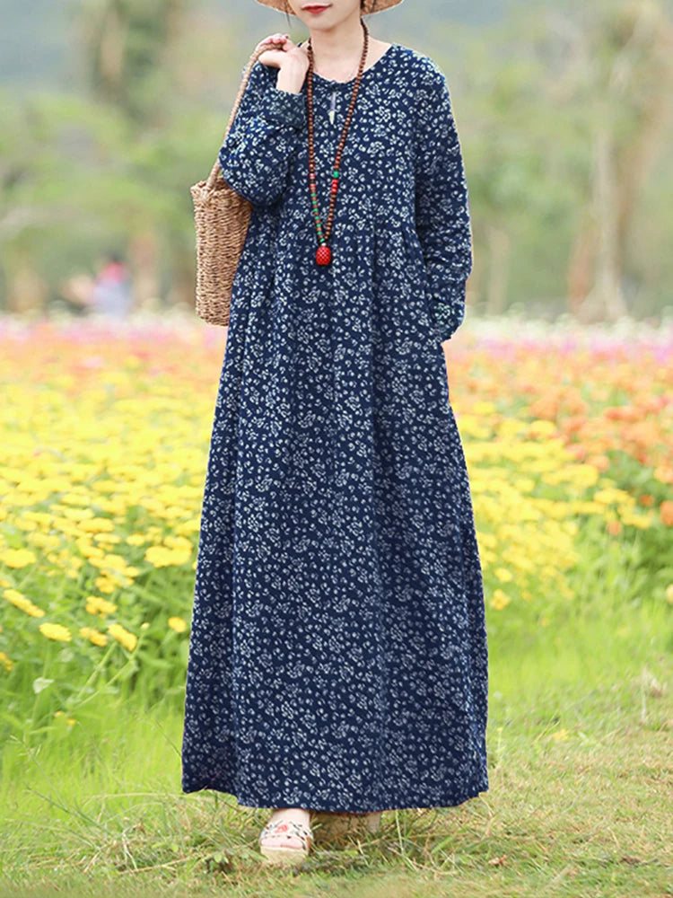 Robe Manche Longue Fleurie Vintage Style Bohème - Plante Paradise