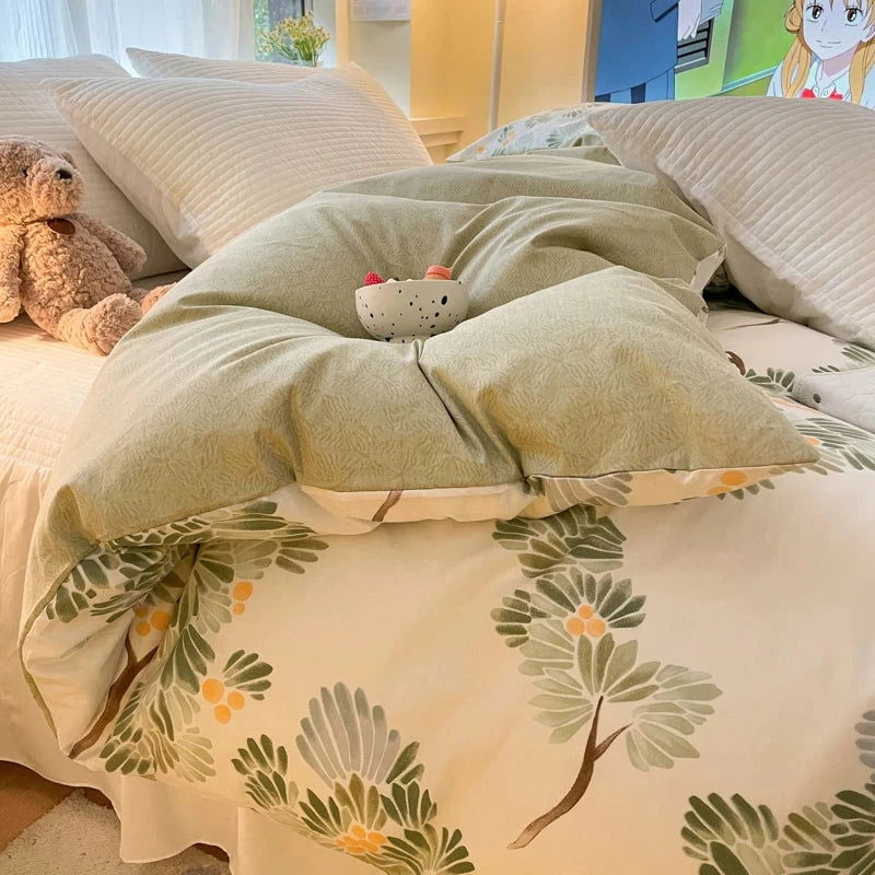 Housse De Couette Fleurie Verte - Plante Paradise