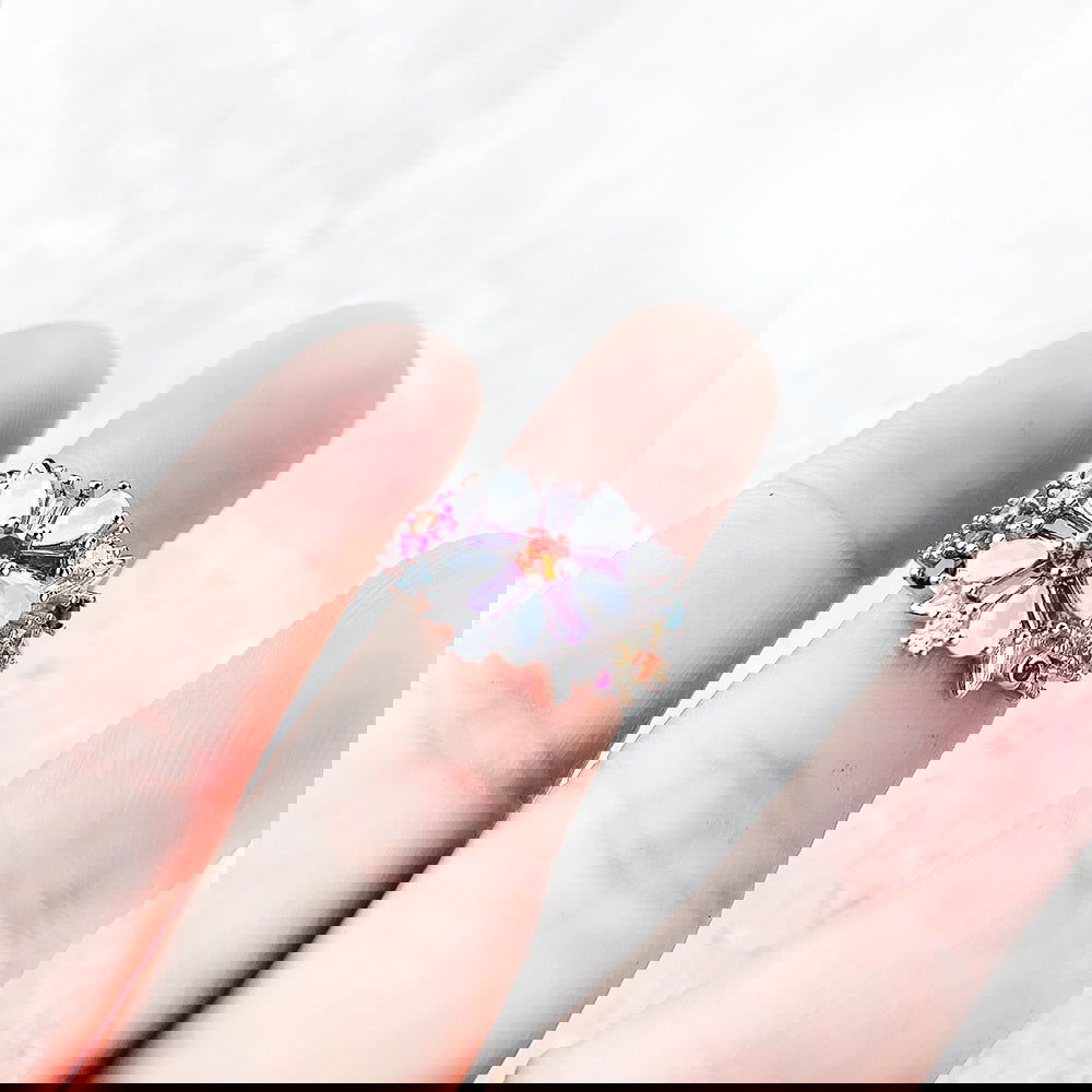 Bague fleur <br> Pierre (Argent)