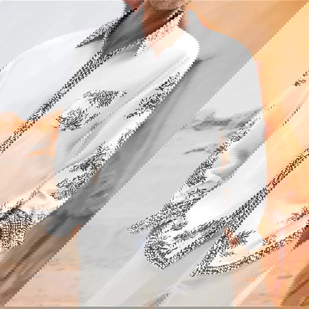 Chemise A Fleur Homme <br> Vintage Brun