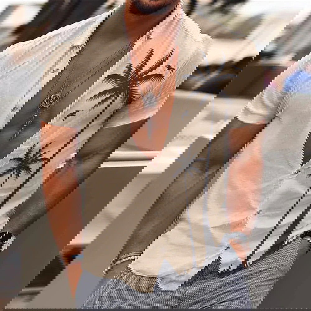 Chemise a Fleur Homme <br> Palmier Réaliste