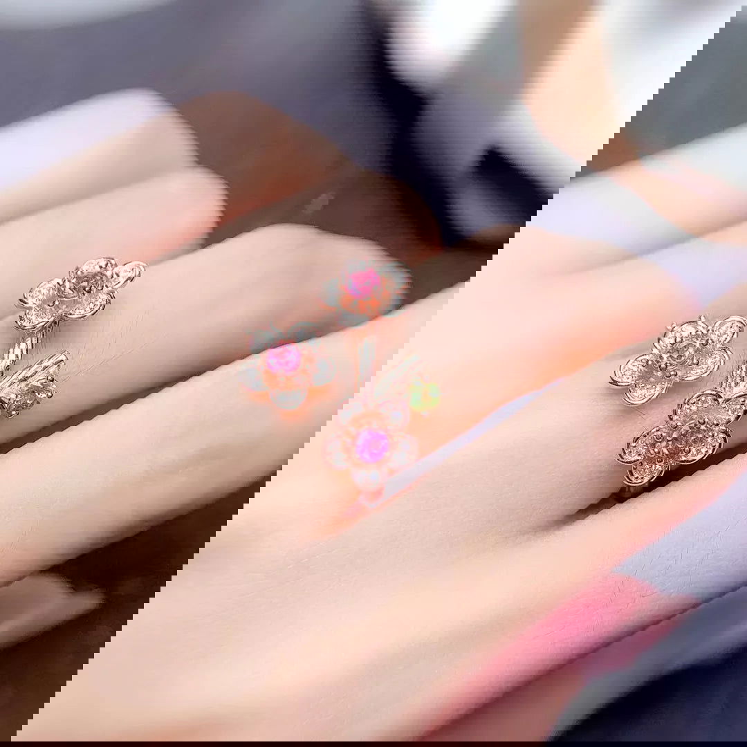 Bague Fleur <br> Rose Vintage (Argent)