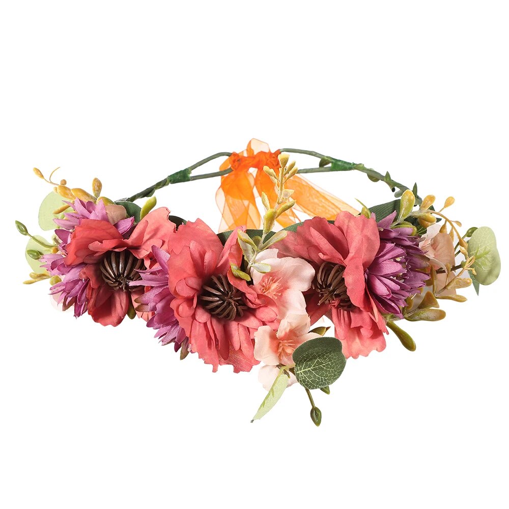 Couronne De Fleurs <br> Rouge-Rose Coloré