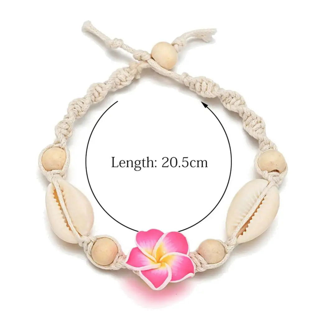 Bracelet Cheville Fleur Coquillage - Plante Paradise