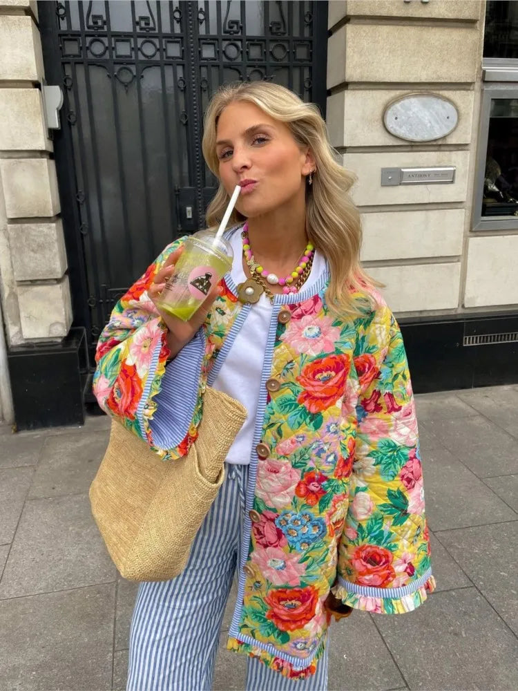 Veste Fleurie Femme Multicolore Plante Paradise