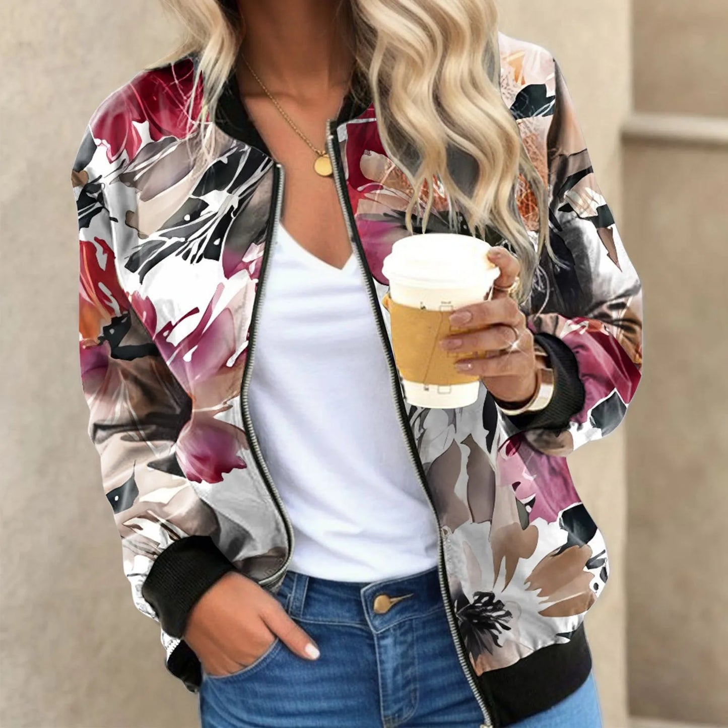 Veste Fleurie <br> Bomber Rose