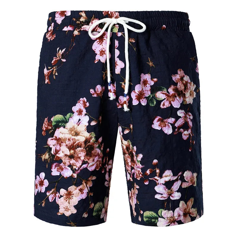 Short De Bain A Fleur <br> Bleu-Violet