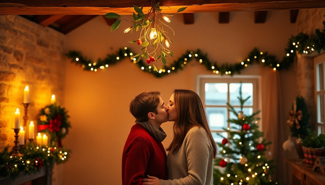 La tradición del beso bajo el chico.
