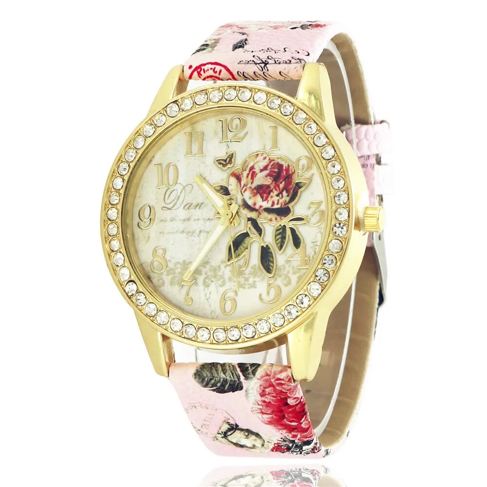 Montre fleurie au cadran floral delicat, accessoire de poignet en mode florale