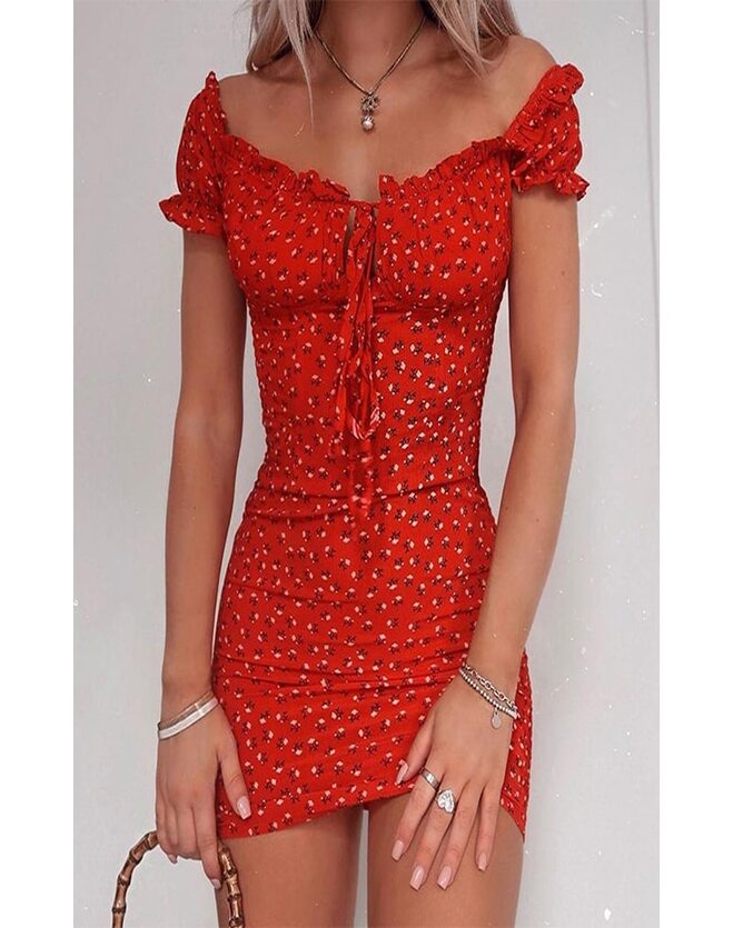 Robe fleurie rouge esprit coquelicot — mode florale Plante Paradise