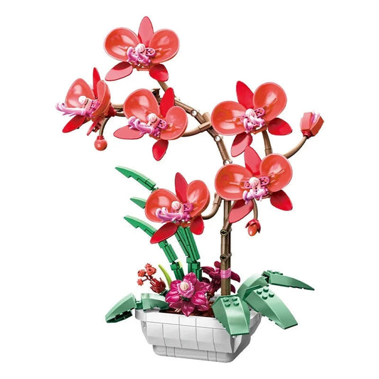 Bloc de Construction Fleur <br> Orchidée Rouge