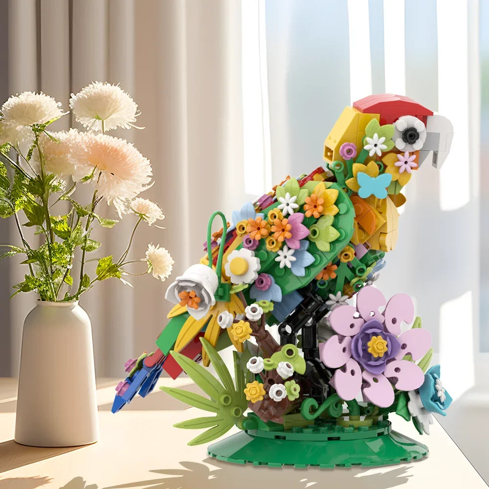 Oiseau Fleuri en Bloc de Construction - Plante Paradise