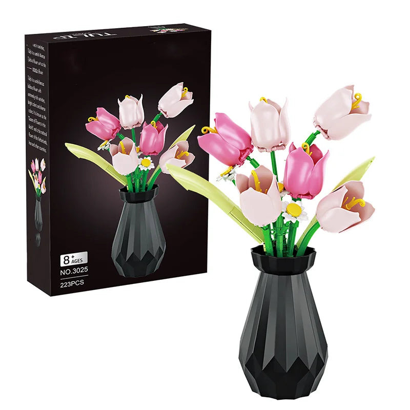 Bloc de Construction Saint Valentin Tulipe Avec Vase - Plante Paradise