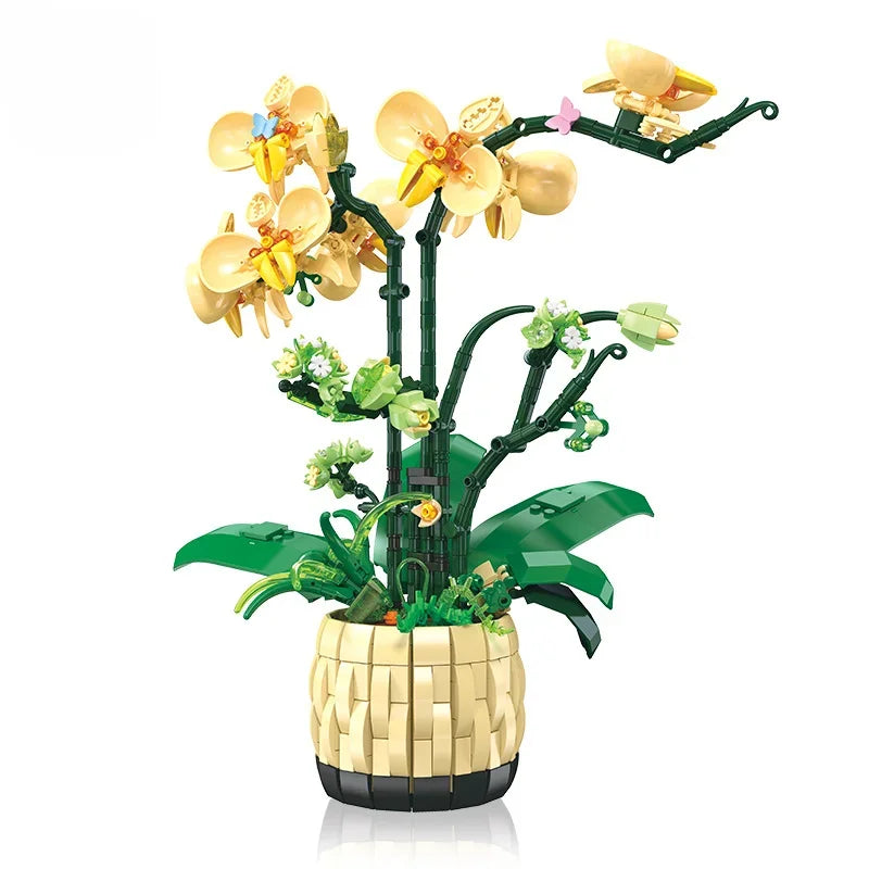 Bloc de Construction Orchidée Jaune Avec Pot - Plante Paradise