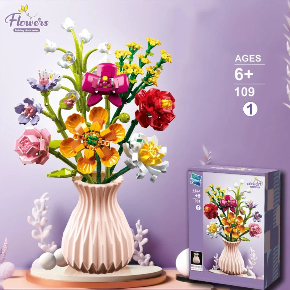 Bloc de Construction Fleur avec Vase - Plante Paradise