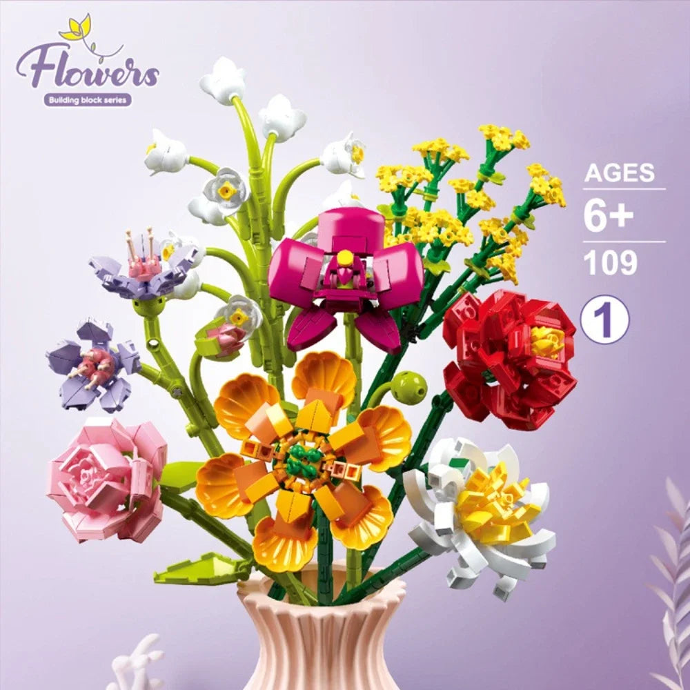 Bloc de Construction Fleur avec Vase - Plante Paradise
