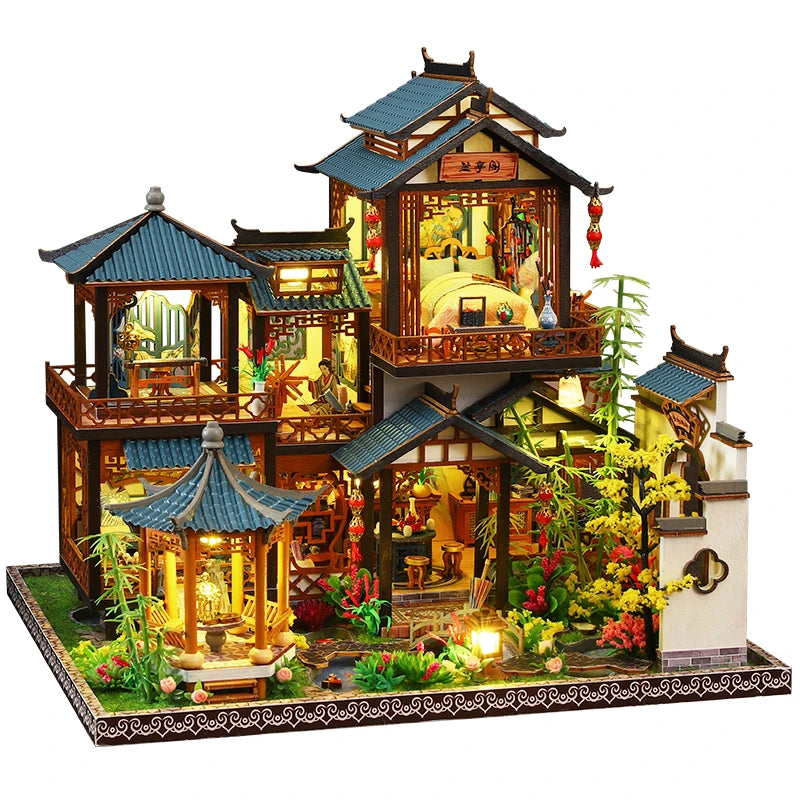 Bloc de Construction Fleuri Temple Chinois
