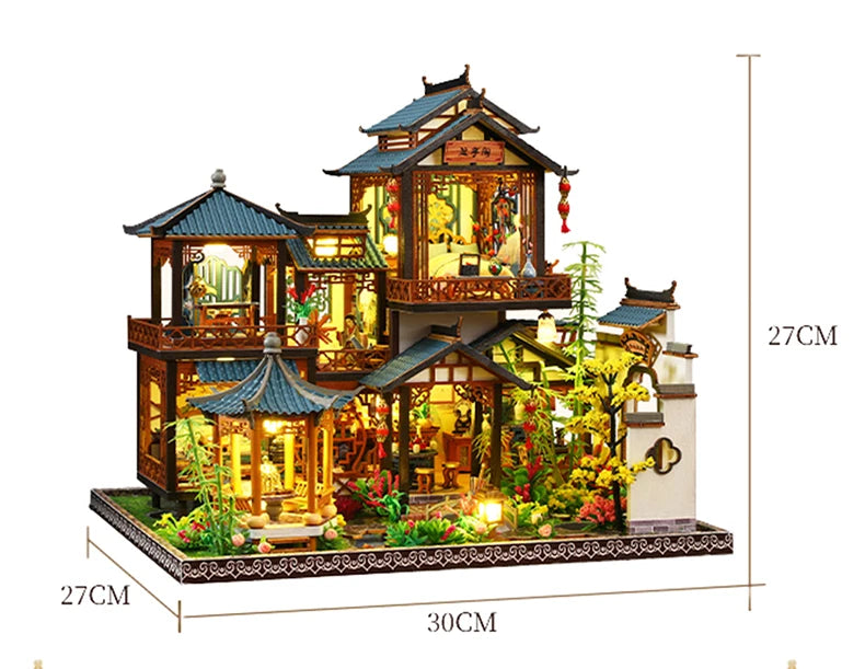 Bloc de Construction Fleuri Temple Chinois