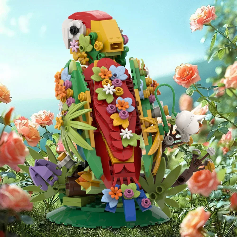 Oiseau Fleuri en Bloc de Construction - Plante Paradise