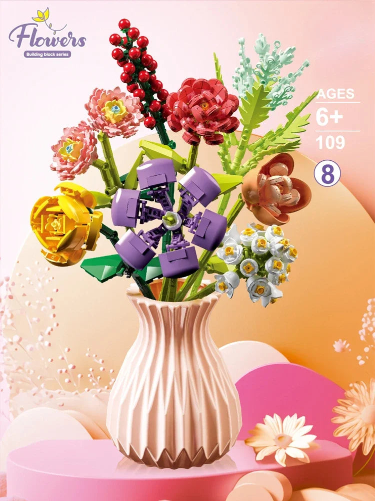 Bloc de Construction Fleur avec Vase - Plante Paradise
