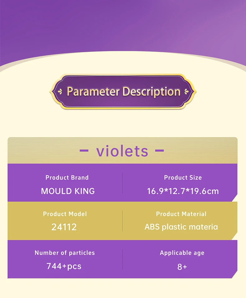 Bloc de Construction Fleurs Violettes