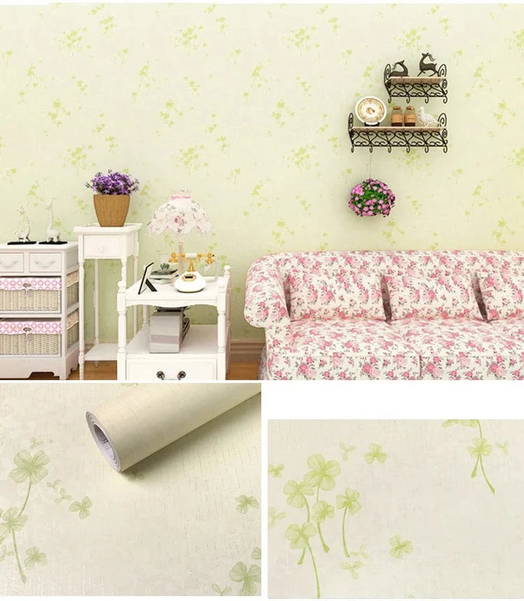 Papier Peint <br> Fleuri Pastel Vert