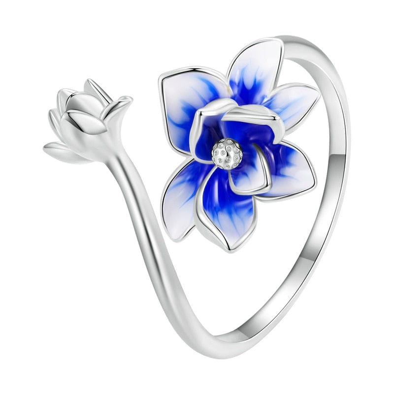 Bague Fleur <br> Bleue (Argent)