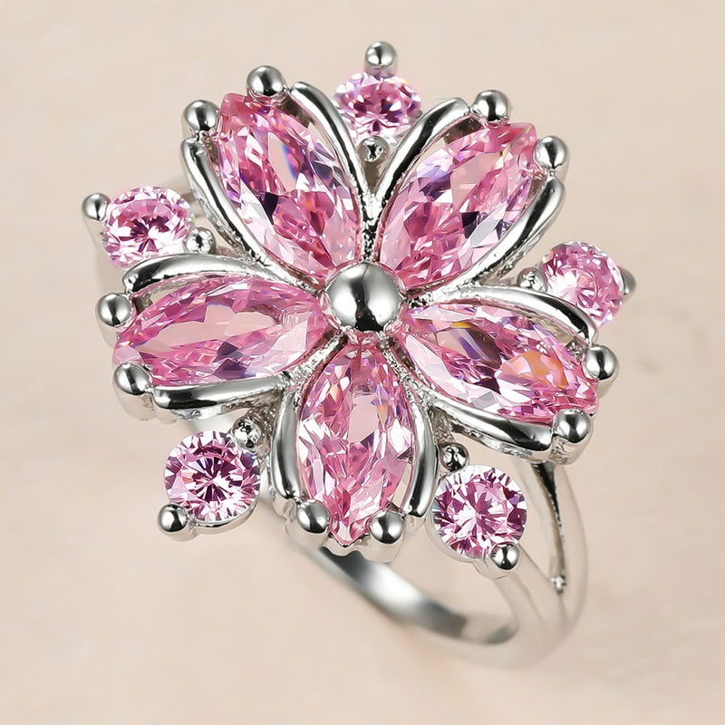 Bague Fleur <br> Crystal (Argent)