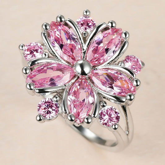 Bague Fleur <br> Crystal (Argent)