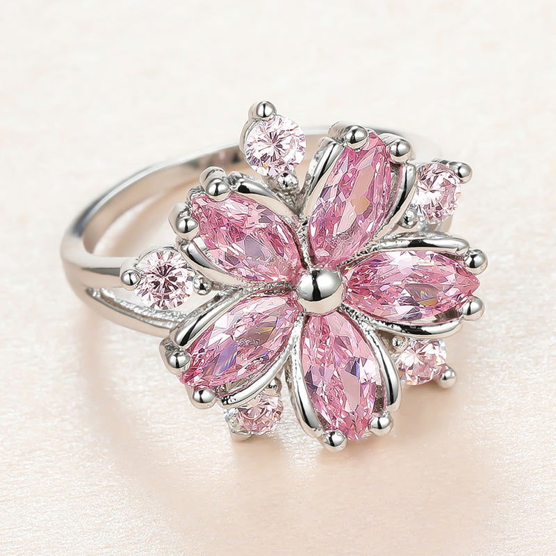 Bague Fleur <br> Crystal (Argent)