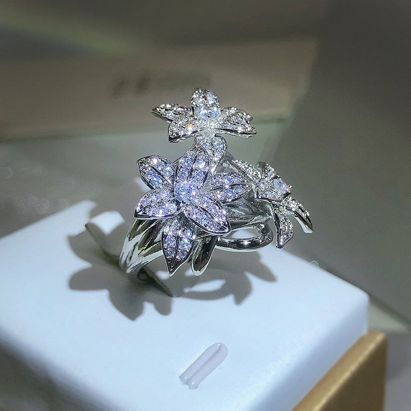 Bague Fleur <br> Extravagante (Argent)