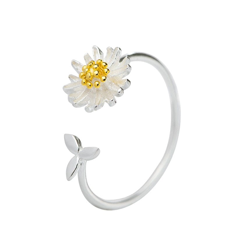 Bague Fleur <br> Marguerite Uni (Acier)