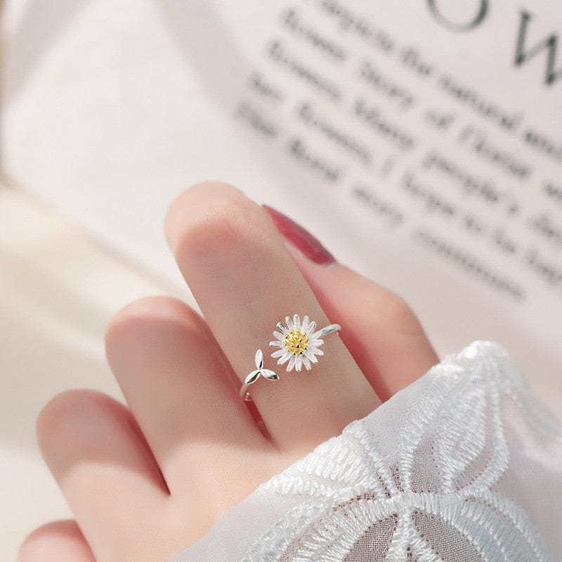 Bague Fleur <br> Marguerite Uni (Acier)