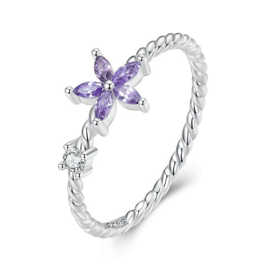 Bague Fleur <br> Violette (Argent)