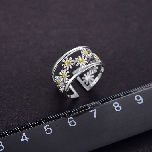 Bague fleur <br> Epuré (Argent)