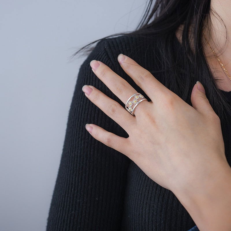 Bague fleur <br> Epuré (Argent)