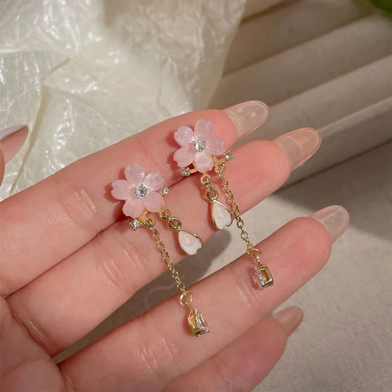 Boucle D'oreille Fleur Rose