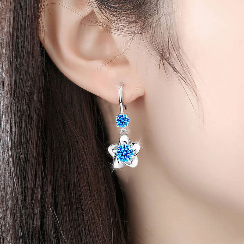 Boucles D'oreilles Fleuries <br> Bleue