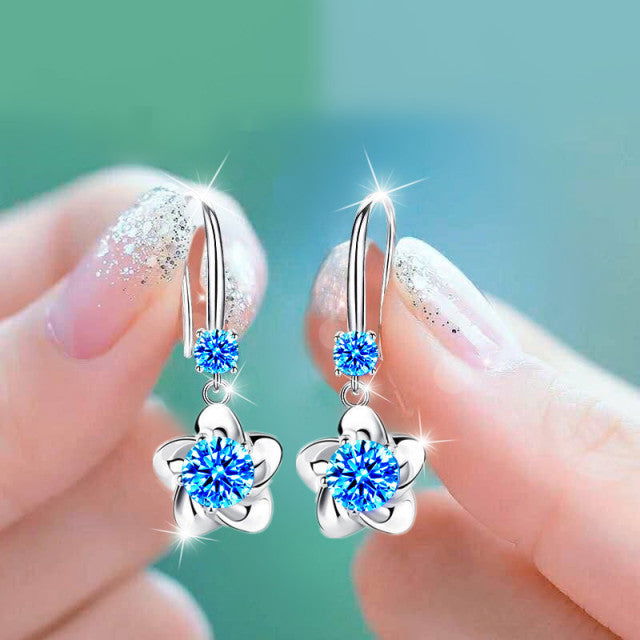 Boucles D'oreilles Fleuries <br> Bleue