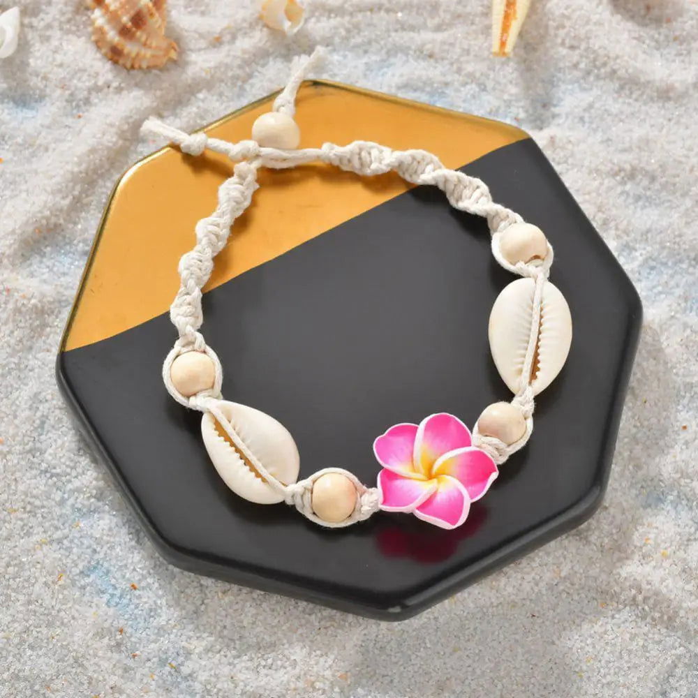 Bracelet Cheville Fleur Coquillage