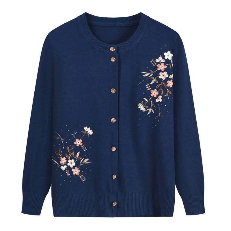 Cardigan Fleur <br> Bleu Marine