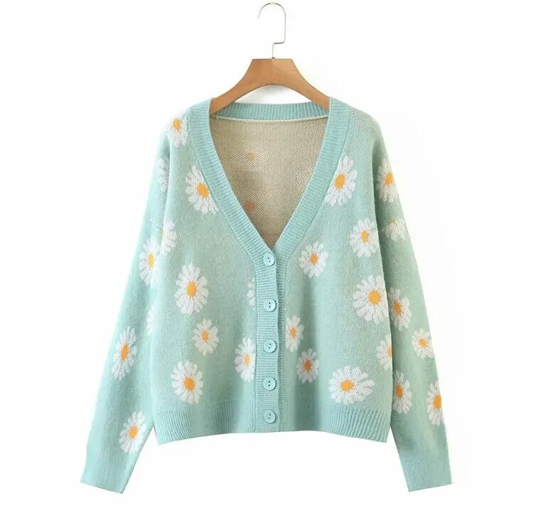 Cardigan Fleur <br> Marguerite Bleu Clair