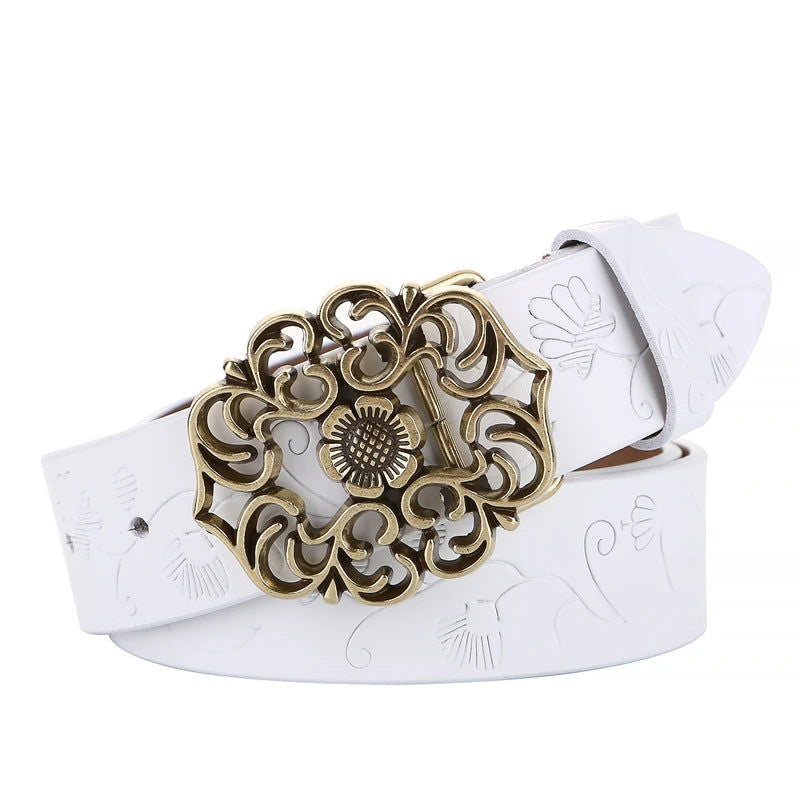 Ceinture Fleur <br> Boucle Blanc